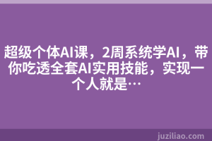 超级个体AI课，2周系统学AI，带你吃透全套AI实用技能，实现一个人就是…