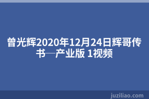 曾光辉2020年12月24日辉哥传书─产业版 1视频