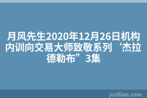 月风先生2020年12月26日机构内训向交易大师致敬系列‘杰拉德勒布”3集