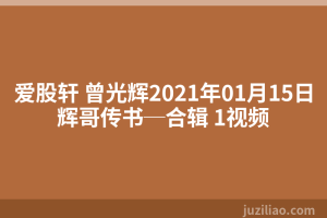 爱股轩 曾光辉2021年01月15日辉哥传书─合辑 1视频