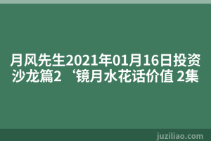 月风先生2021年01月16日投资沙龙篇2‘镜月水花话价值 2集
