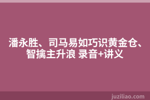 潘永胜、司马易如巧识黄金仓、智擒主升浪 录音+讲义