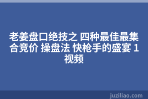 老姜盘口绝技之 四种最佳最集合竞价 操盘法 快枪手的盛宴 1视频