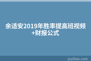 余适安2019年胜率提高班视频+财报公式