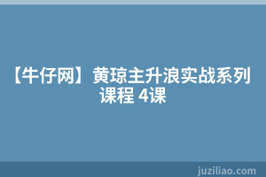 【牛仔网】黄琼主升浪实战系列课程 4课