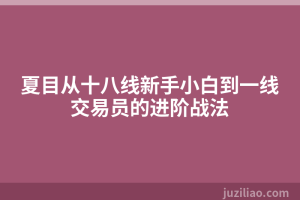 夏目从十八线新手小白到一线交易员的进阶战法