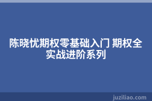 陈晓忧期权零基础入门 期权全实战进阶系列