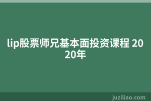 lip股票师兄基本面投资课程 2020年