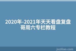 2020年-2021年天天看盘复盘哥周六专栏教程