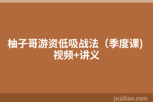 柚子哥游资低吸战法（季度课) 视频+讲义