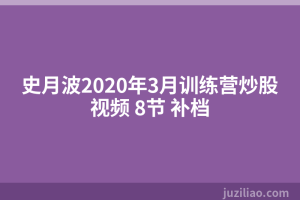 史月波2020年3月训练营炒股视频 8节 补档