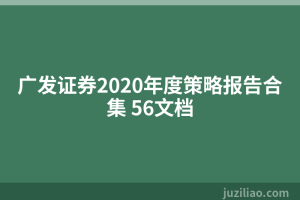 广发证券2020年度策略报告合集 56文档