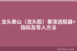 龙头泰山（龙头股）暴涨选股器+指标及导入方法
