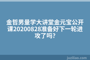 金哲男量学大讲堂金元宝公开课20200828准备好下一轮进攻了吗？