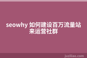 seowhy 如何建设百万流量站来运营社群
