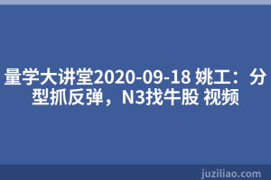 量学大讲堂2020-09-18 姚工：分型抓反弹，N3找牛股 视频