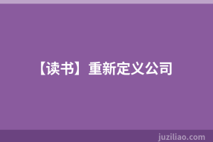 【读书】重新定义公司