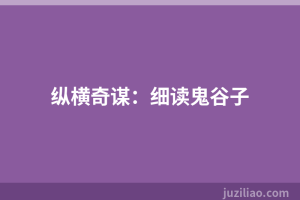 纵横奇谋：细读鬼谷子
