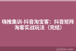 嗨推集训-抖音淘宝客：抖音矩阵淘客实战玩法（完结）