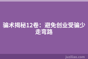 骗术揭秘12卷：避免创业受骗少走弯路