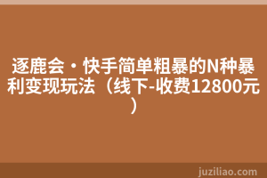 逐鹿会·快手简单粗暴的N种暴利变现玩法（线下-收费12800元）