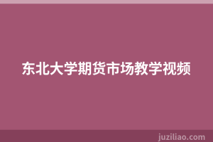 东北大学期货市场教学视频