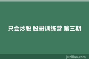只会炒股 股哥训练营 第三期