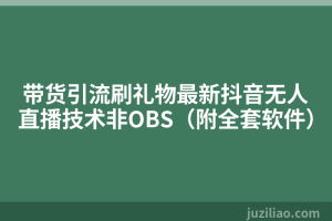带货引流刷礼物最新抖音无人直播技术非OBS（附全套软件）
