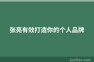 张亮有效打造你的个人品牌