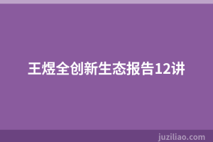 王煜全创新生态报告12讲