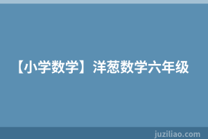 【小学数学】洋葱数学六年级