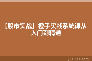 【股市实战】橙子实战系统课从入门到精通