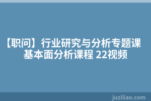 【职问】行业研究与分析专题课 基本面分析课程 22视频
