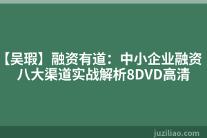 【吴瑕】融资有道：中小企业融资八大渠道实战解析8DVD高清