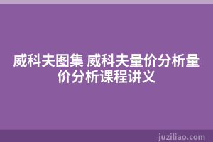 威科夫图集 威科夫量价分析量价分析课程讲义