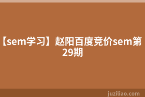 【sem学习】赵阳百度竞价sem第29期