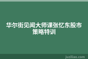 华尔街见闻大师课张忆东股市策略特训