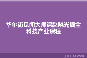 华尔街见闻大师课赵晓光掘金科技产业课程