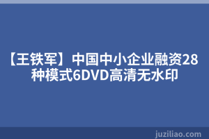 【王铁军】中国中小企业融资28种模式6DVD高清无水印