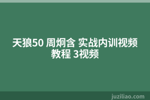 天狼50 周炯含 实战内训视频教程 3视频