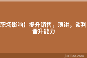 【职场影响】提升销售，演讲，谈判，晋升能力