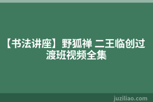 【书法讲座】野狐禅 二王临创过渡班视频全集