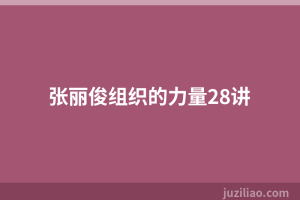 张丽俊组织的力量28讲