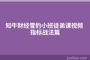 知牛财经雪豹小班徒弟课视频 指标战法篇