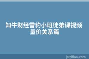 知牛财经雪豹小班徒弟课视频 量价关系篇