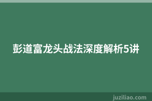 彭道富龙头战法深度解析5讲