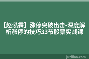 【赵泓霖】涨停突破出击-深度解析涨停的技巧33节股票实战课