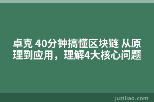 卓克 40分钟搞懂区块链 从原理到应用，理解4大核心问题