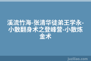 溪流竹海-张清华徒弟王学永-小散翻身术之登峰营-小散炼金术