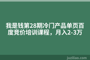 我是钱第28期冷门产品单页百度竞价培训课程，月入2-3万